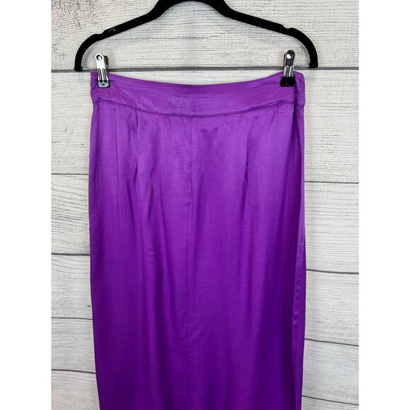 Zara Women's Purple Satin Box Pleat Midi Skirt Size Large - Picture 10 of 10